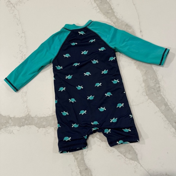 Janie and Jack Turtle Rashgaurd Swimsuit Baby Size 12 to 18 Months Navy/Teal - Picture 6 of 7